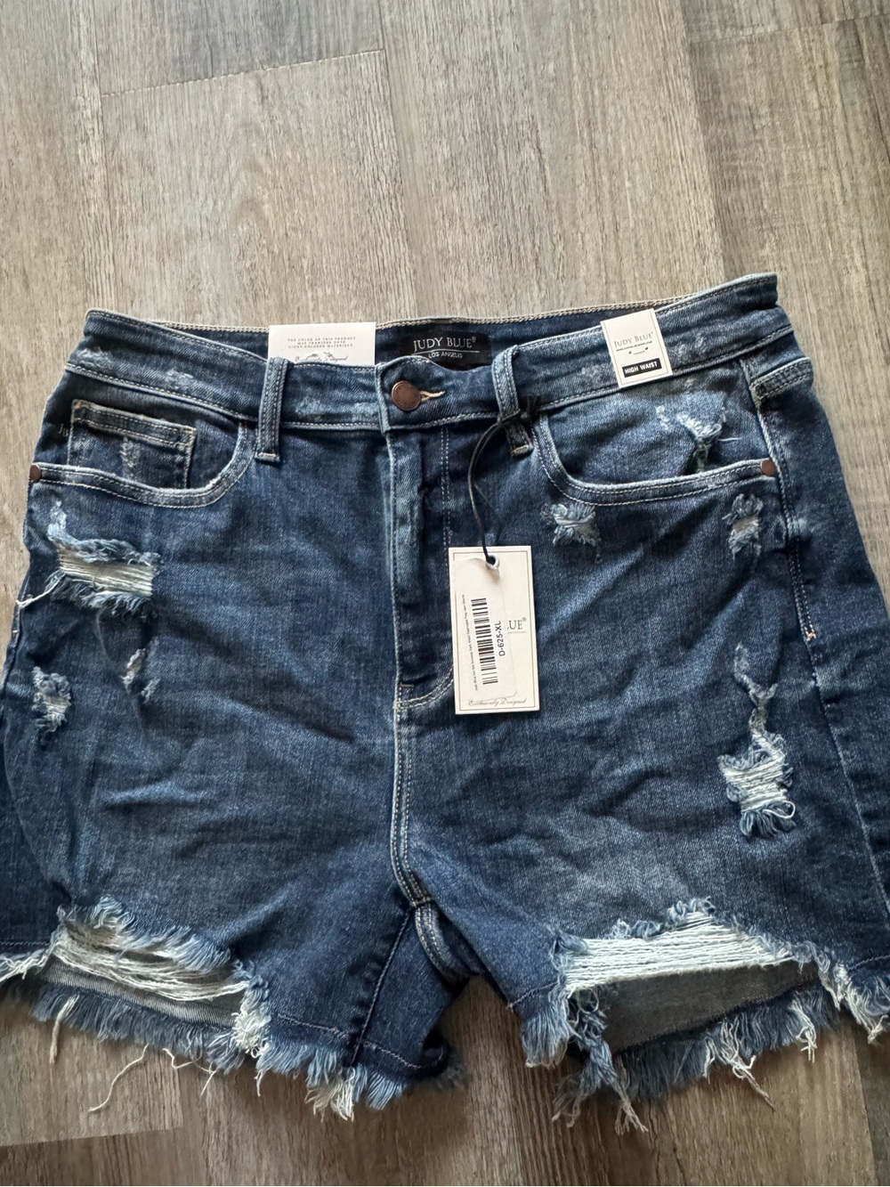Judy Blue Ripped Medium Blue Denim Cutoff Shorts